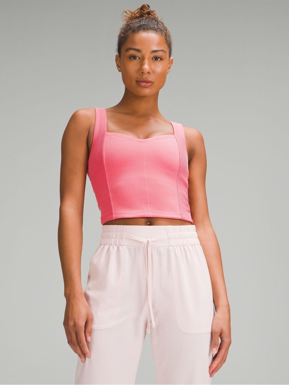 Lululemon Women's Pink Ribbed Softstreme Sweetheart Tank Top